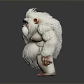 3D Render Of Muscular White Furry Creature With Thick Beard And Angry Look