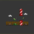 Colorful Whimsical Landscape With Candy Cane Trees Clouds And Fence