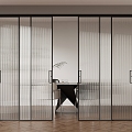 Modern sliding door Changhong glass four sliding doors 3d model