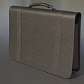 Classic Dark Gray Leather Briefcase with Top Handle and Front Straps for Business Professional