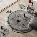 Modern Round Carpet Children's Room Animal Cartoon Carpet 3d model