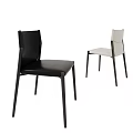 Modern Dining Chairs With Black And White Leather Upholstered Seats And Metal Legs