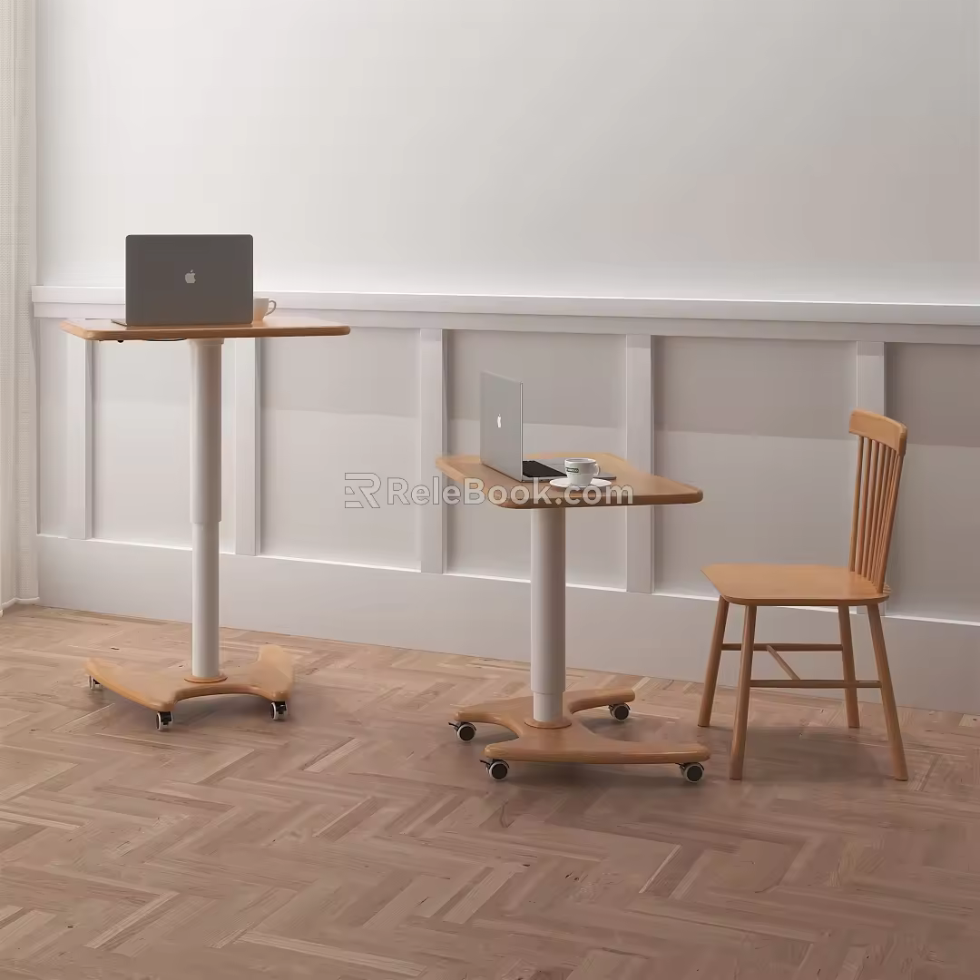 Modern Workbench Chair Solid Wood Log Color Workbench 3d model