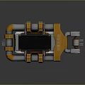 Orange And Silver Mechanical Device With Metal Tubes Spring Components And Black Panel