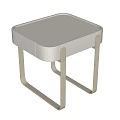 Modern Light Colored Bedside Table With Sleek Metal Frame And Smooth Top 3d model