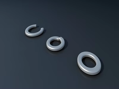 Three Silver Circular Ring Design Door Handles on Dark Background 3d model