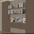 Modern Built in Bookcase With Wooden Shelves Cabinets And Decorative Books