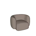 Modern Single Sofa With Light Beige Fabric Upholstery Rounded Design And Comfortable Seating