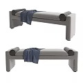 Gray Modern Sofa Bench With Blue Blanket And Rolled Ends Design 3d model