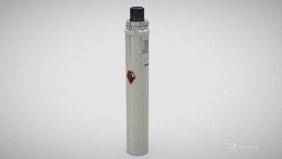 Industrial Equipment Cylindrical Vertical Design With Top Black Cap And Red Logo 3d model 