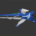 Futuristic Spacecraft Model With Blue Wings White Body And Green Detailed Structure