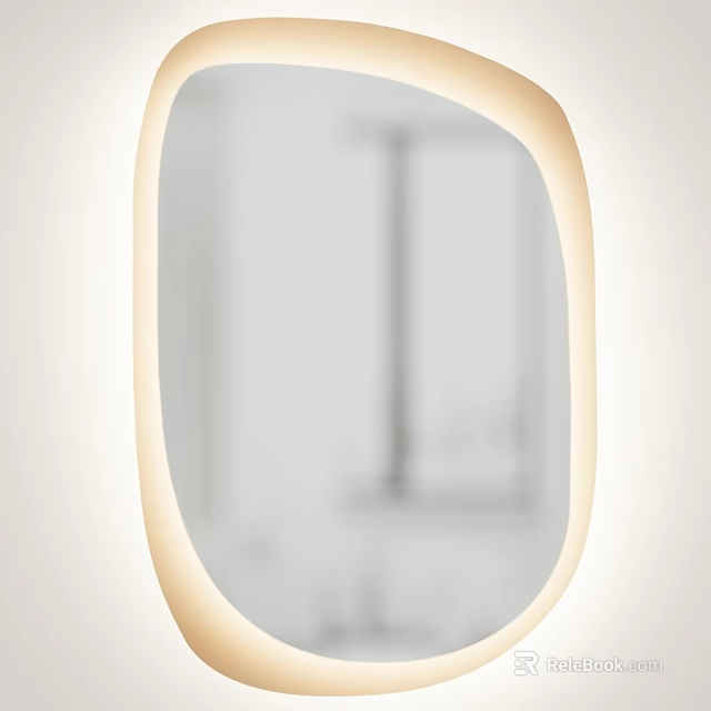 Stylish Oval Mirror with Soft Light Edge in Modern Indoor Space 3d model 