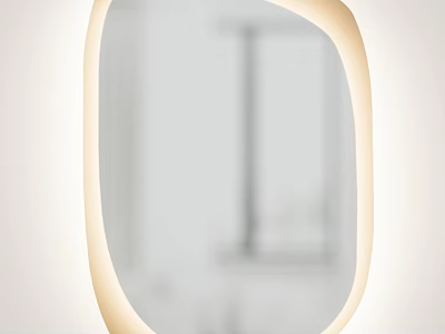 Stylish Oval Mirror with Soft Light Edge in Modern Indoor Space 3d model