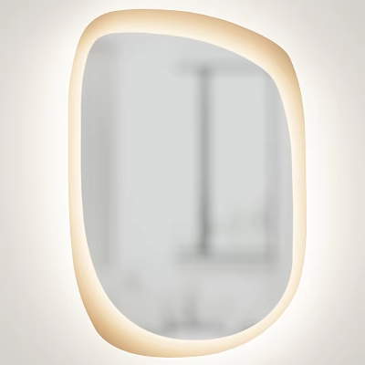 Stylish Oval Mirror with Soft Light Edge in Modern Indoor Space 3d model