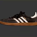 Adidas Samba Classic Casual Footwear Brown With White Stripes And Orange Sole
