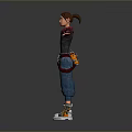 3D Child Character With Arms Outstretched Gray Hoodie Jeans And Tool Belt