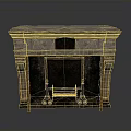 Traditional Carved Marble Fireplace With Mantel Metal Panel And Knobs