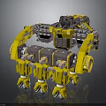Yellow Gray Multi Legged Mechanical Structure Hardware Tools Industrial Equipment Design 3d model