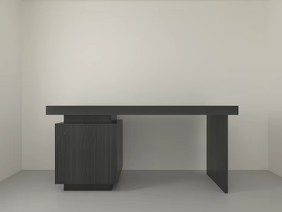 Modern Dark Colored Office Desk With Minimalist Design And Drawer Cabinet 3d model
