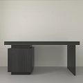 Modern Dark Colored Office Desk With Minimalist Design And Drawer Cabinet