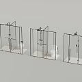 Three Modern Shower Heads Installed in Glass Shower Enclosures with Sleek Design