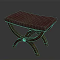 Elegant Red Upholstered Stool With Comfortable Padded Seat And Wooden Cross Legs