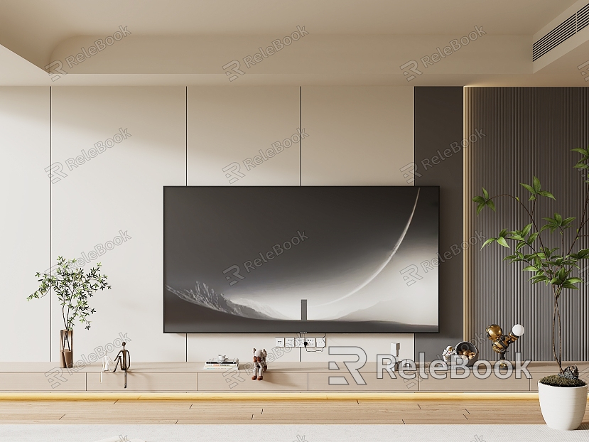 Modern TV Background Wall Cream Style TV Background Wall TV Cabinet TV model