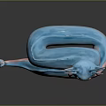 Fantasy Creature Character with Blue Pink Body Tentacles in Cartoon 3D Design Curled Form