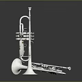 Silver Trumpet and Trombone Shiny Musical Instruments with Metallic Surface Finish