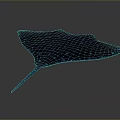Blue Stingray With White Spots As Marine Creature In Dark Setting 3d model