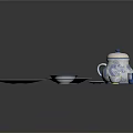 Blue And White Ceramic Tableware Set With Plates Bowls Teapot And Cups