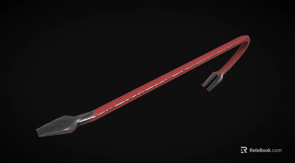 Industrial Equipment With Red Handle Pointed Tip And Forked End For Construction Use 3d model 