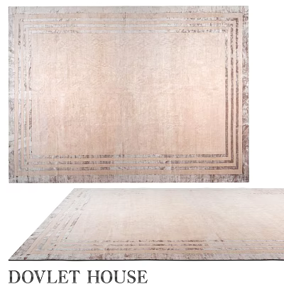 Light Beige Square Rug With Border Design And Soft Texture For Living Room 3d model
