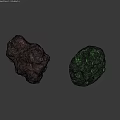 Rockery Stones with Green Shiny Texture and Brown Natural Rough Surface