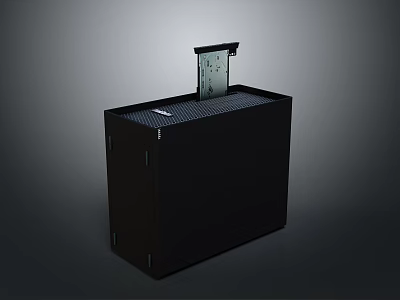 Black Computer Server Cabinet Interior With Metal Tray And Ventilation Holes 3d model