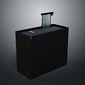 Black Computer Server Cabinet Interior With Metal Tray And Ventilation Holes 3d model