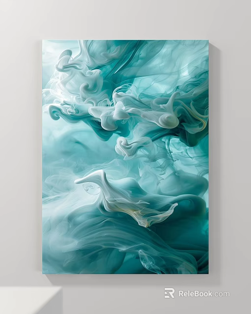 Abstract Painting With Turquoise Flowing Textures And Smoky Liquid Like Patterns 3d model 