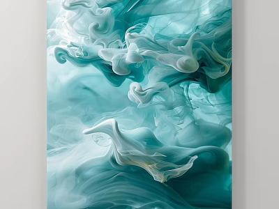 Abstract Painting With Turquoise Flowing Textures And Smoky Liquid Like Patterns 3d model