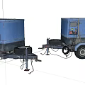 Blue Industrial Trailer Mounted Generators With Wheels And Control Panels 3d model