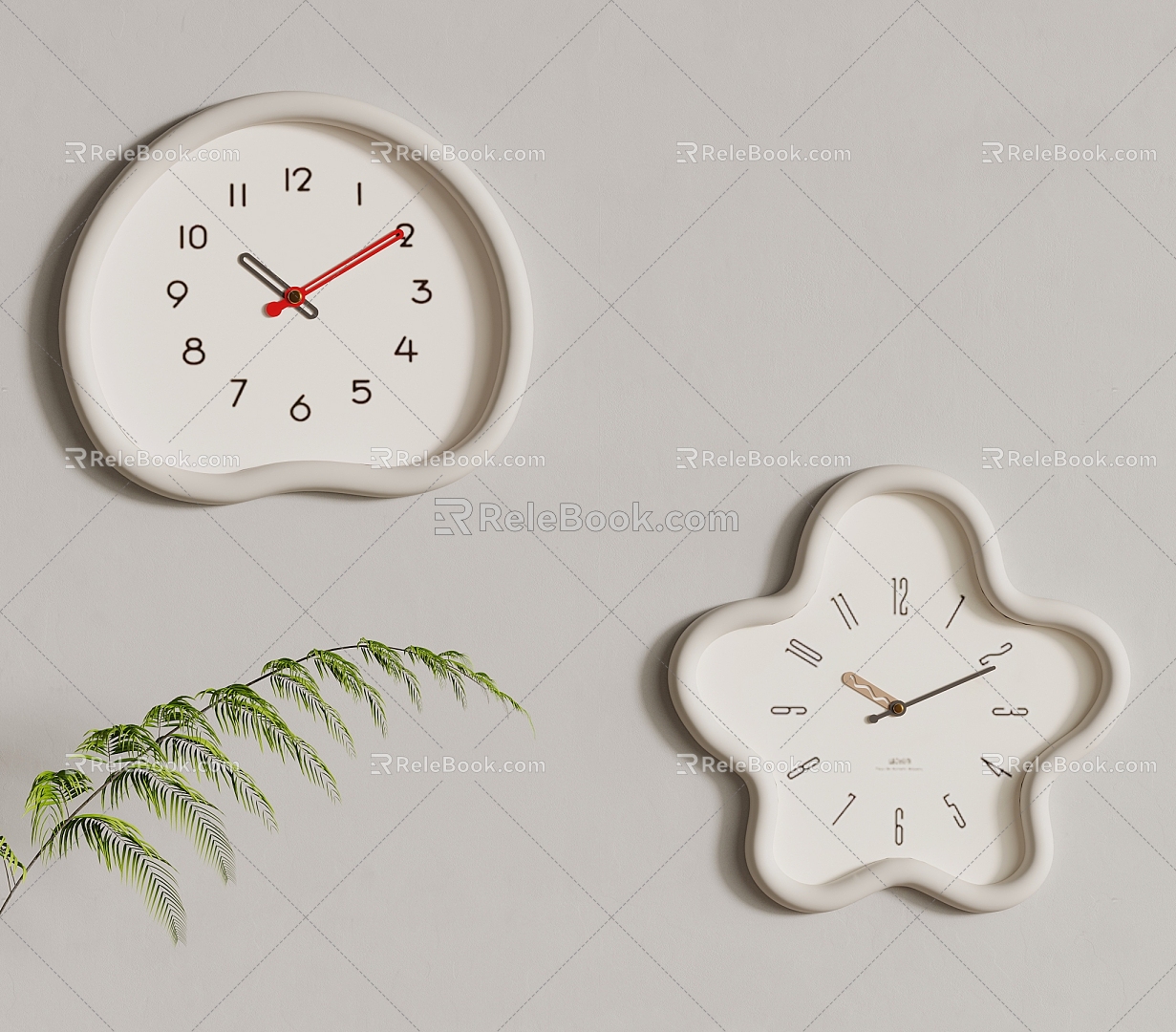 Cream Wind Clock Hanging Table 3d model