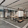 Modern Clothing Store Interior Design With Hanging Clothes And Display Racks