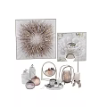 Elegant Decorative Ornament Set Featuring Wall Art Table Lamp Vases Mirror Candle Holder And Candles
