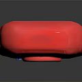 Tactical Red Handheld Weapon Featuring Blue Circular Display And Control Buttons Design