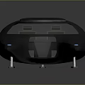 Sleek Black Fighter Jet with Twin Wings Blue Lights and Gray Gradient Background