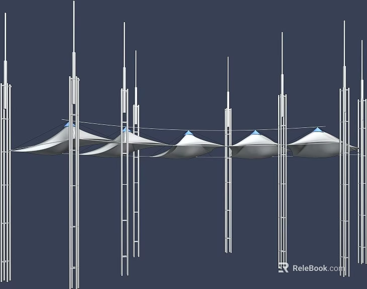 Modern Outdoor Shade Canopies With Metal Frames And Tensile Structure Design 3d model 