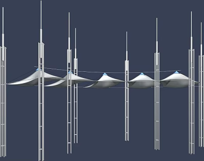 Modern Outdoor Shade Canopies With Metal Frames And Tensile Structure Design 3d model