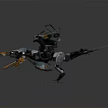 Futuristic Mechanical Eagle Character With Metallic Wings Blue Glowing Elements And Orange Talons