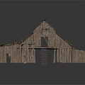 Old Dilapidated Wooden Barn With Exposed Roof Structure And Plank Walls