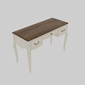 Elegant Dining Table Set With White Frame Wooden Tabletop Curved Legs And Drawers 3d model