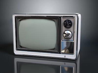 Vintage Electronic TV Set With Classic Silver Frame Analog Dials And Control Knobs 3d model